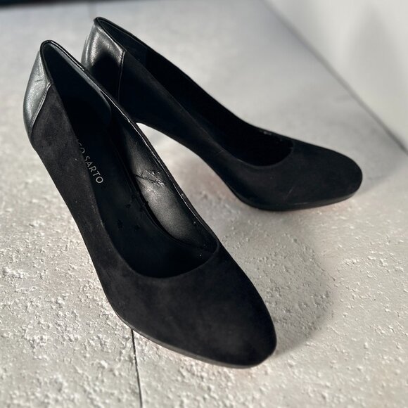 Franco Sarto SZ10 Black Suede Leather Heels Office Dressy Old Money Formal - Picture 2 of 10